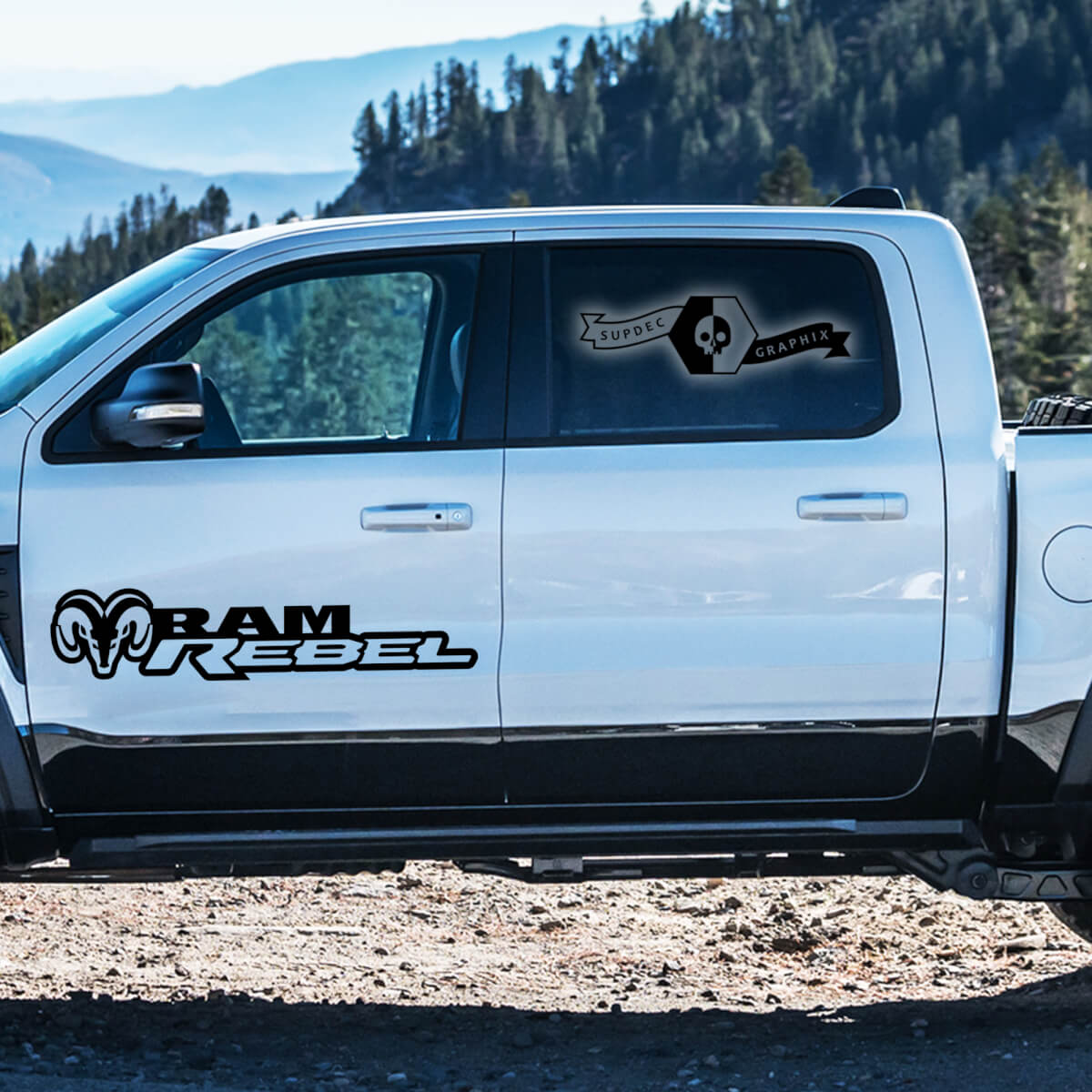 2x Dodge 2022+   2023+ 1500  Ram TRX Rebel Doors Truck Vinyl Stickers Decals Graphics