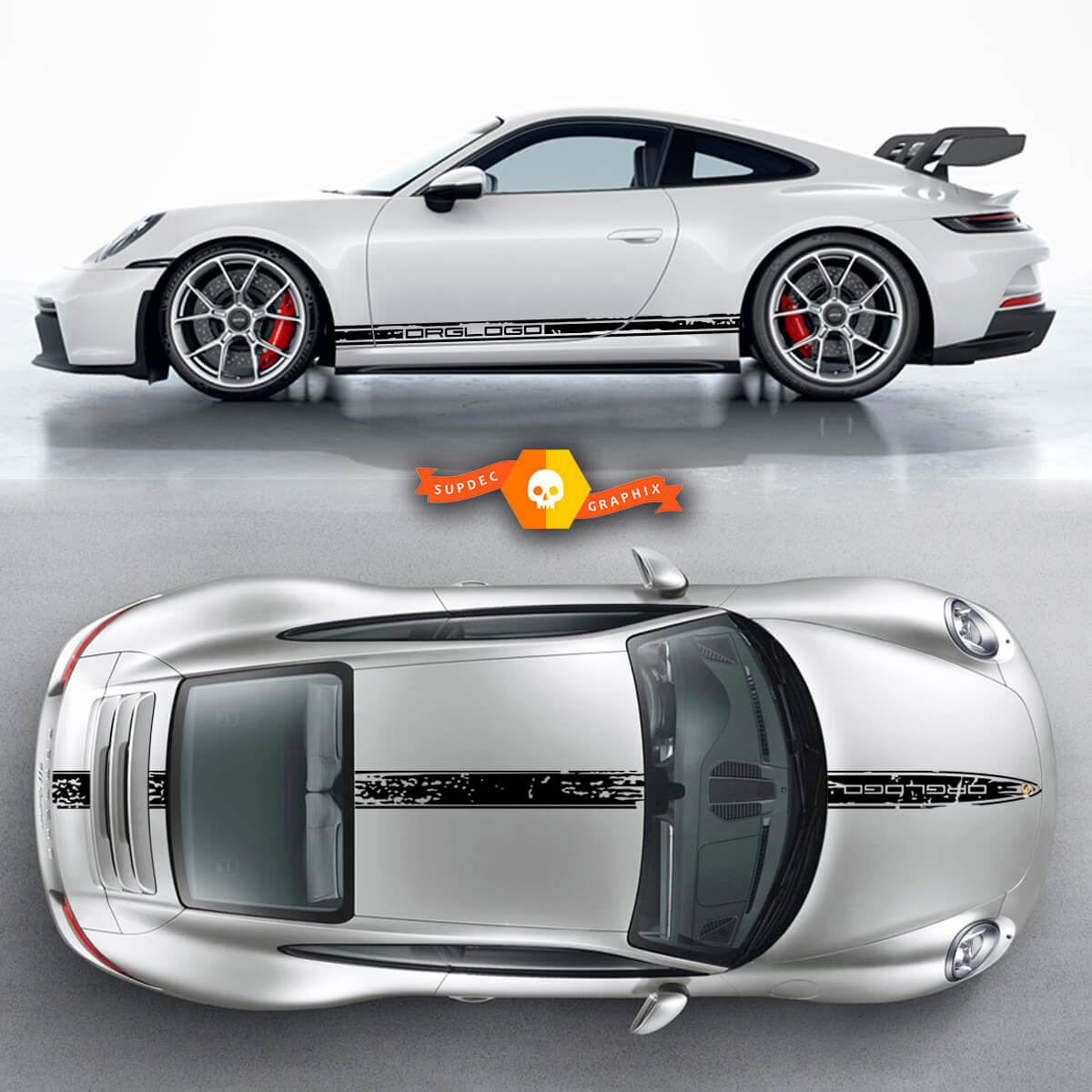 2 Porsche 911 Porsche Carrera Rocker Panel Hood Roof Side Stripes Doors Kit Decal Sticker 