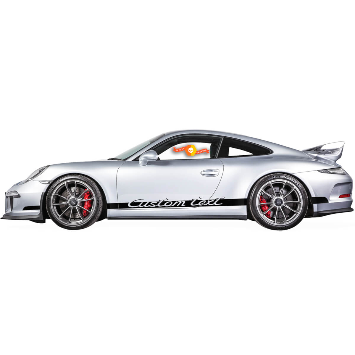 Pair Porsche Stickers  Porsche 911 Carrera Custom Text Door Side Decal Sticker 