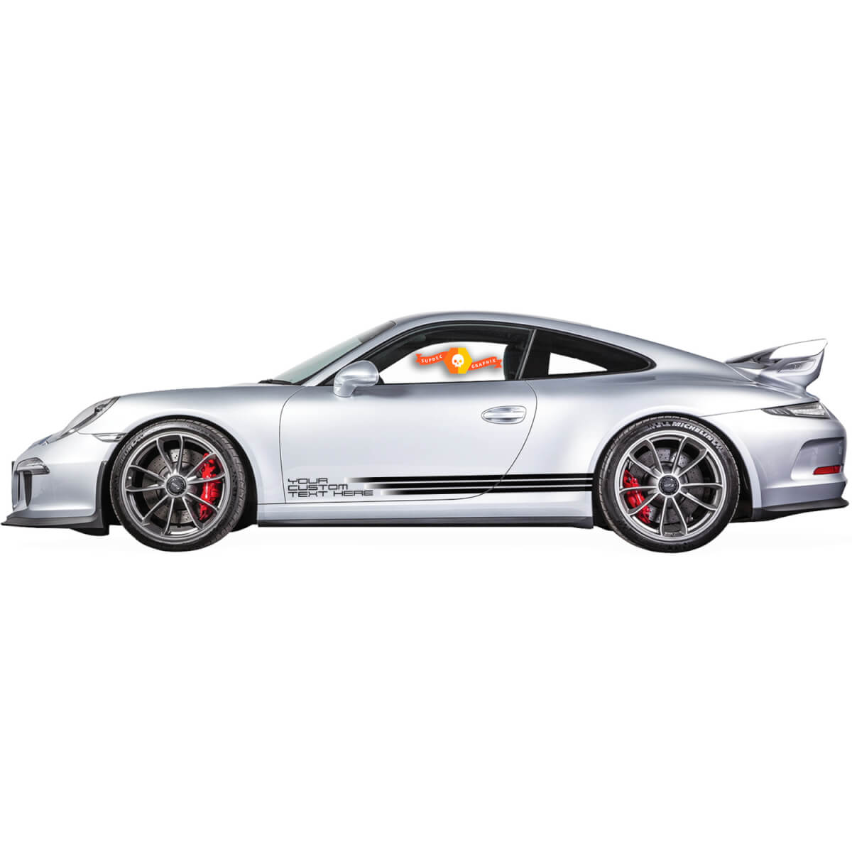 Pair Porsche Stickers FADED Porsche Performance Custom Text Doors Side Decal Sticker
