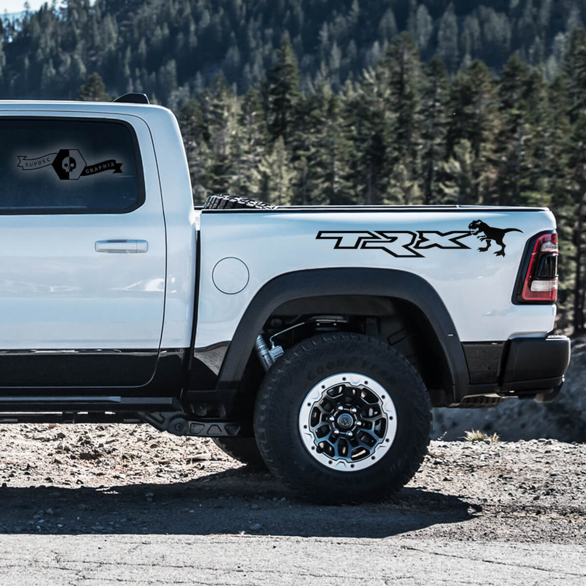 Pair Dodge Ram Rebel 2022+  2023+ 1500 TRX Bed Dinosaurs T-Rex New Truck TRX  Vinyl Decals Stickers Graphics