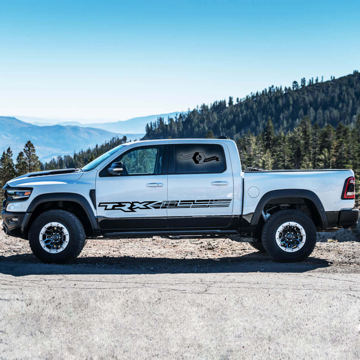 Pair Dodge Rebel TRX 2021+ Doors side stripe Truck Vinyl Stickers Decals Graphics