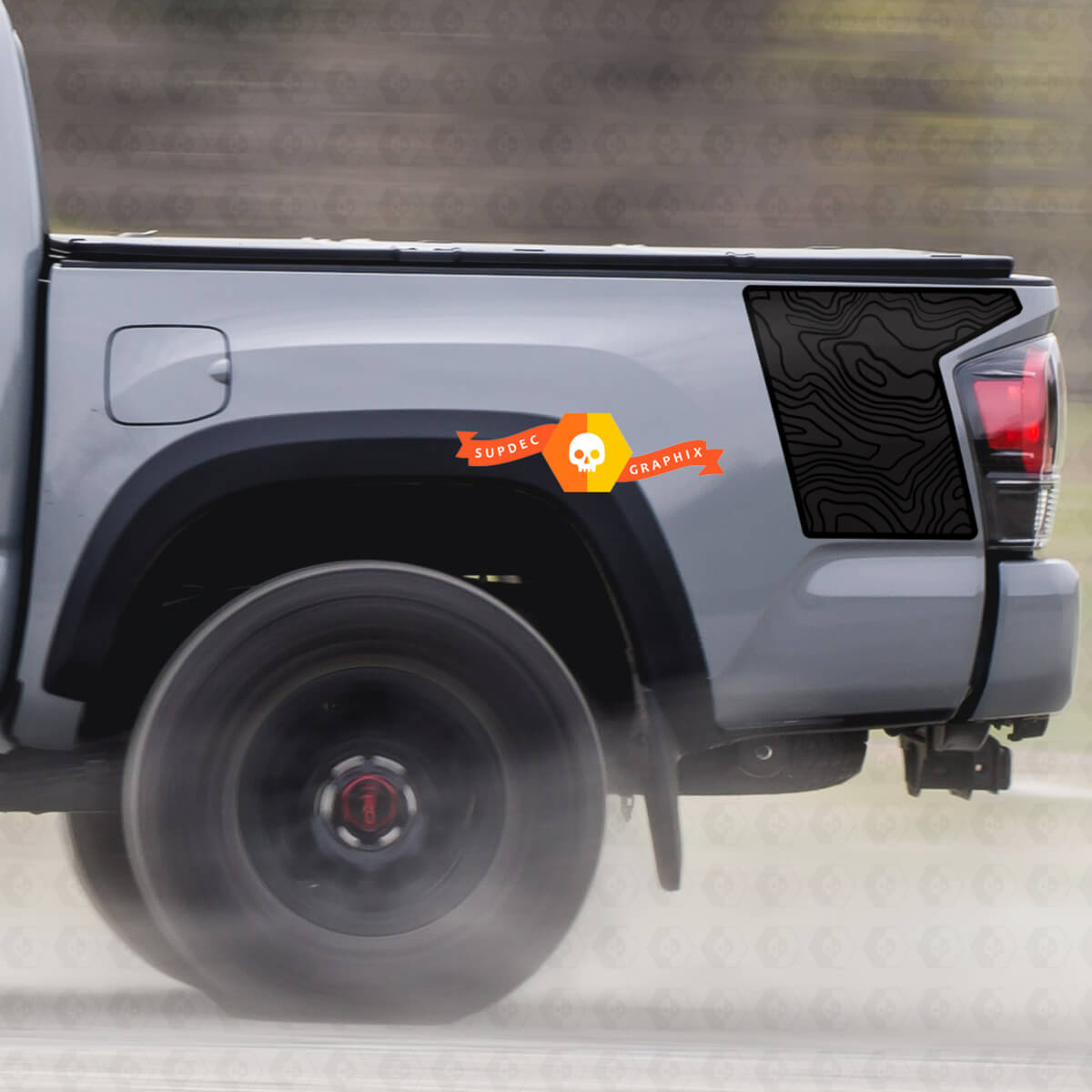 Toyota TRD side bed 2 Colors  Contour Map graphics decal sticker model