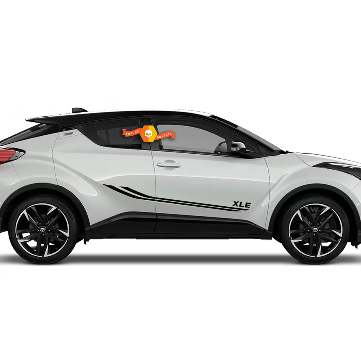 Pair Toyota C-HR Hybrid Sport XLE Side Doors Vinyl Decal Sticker Graphics Kit