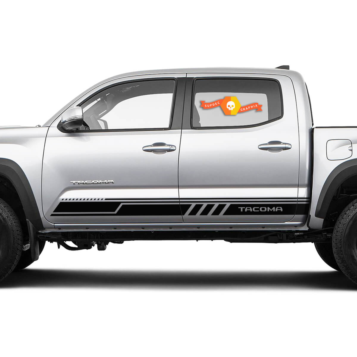 2x TRD Tacoma Doors Rocker Panel Stripe Logo Car Racing Vinyl Stickers Decal