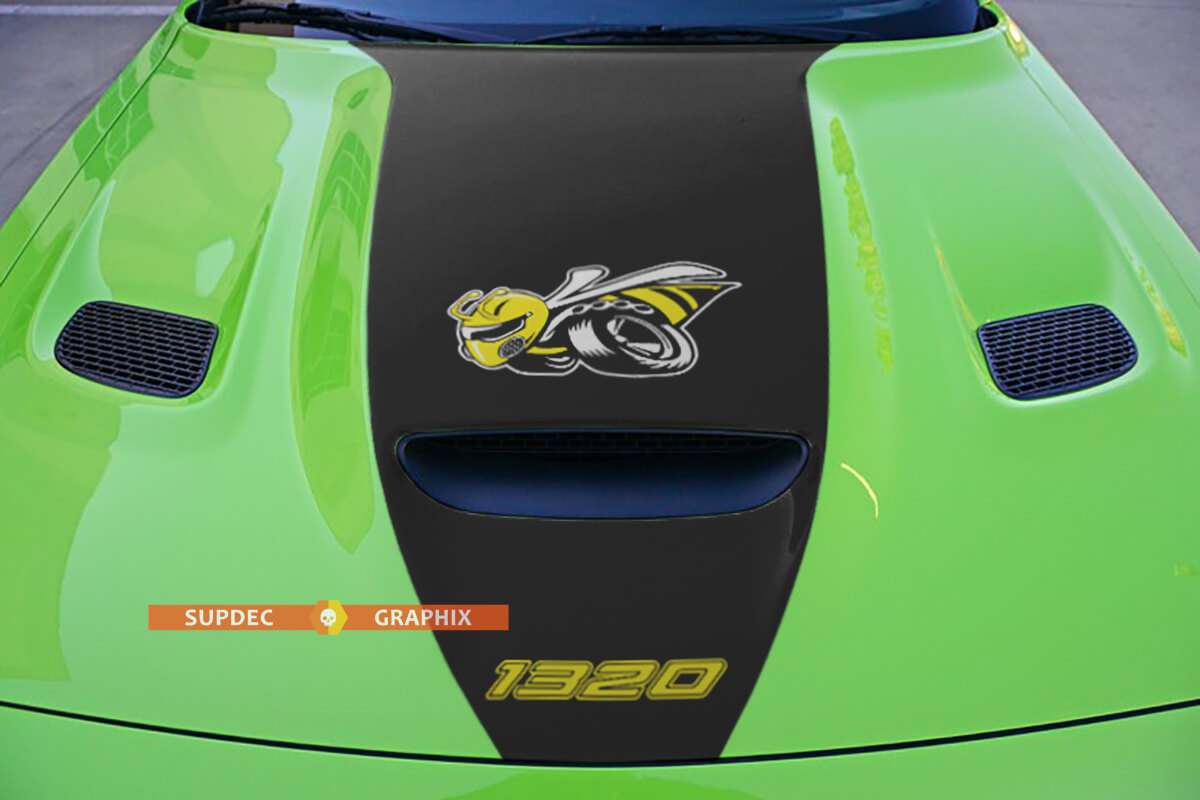 Dodge Challenger 1320 Drag Bee Hood Vinyl Sticker Decal Graphic 2 Colors