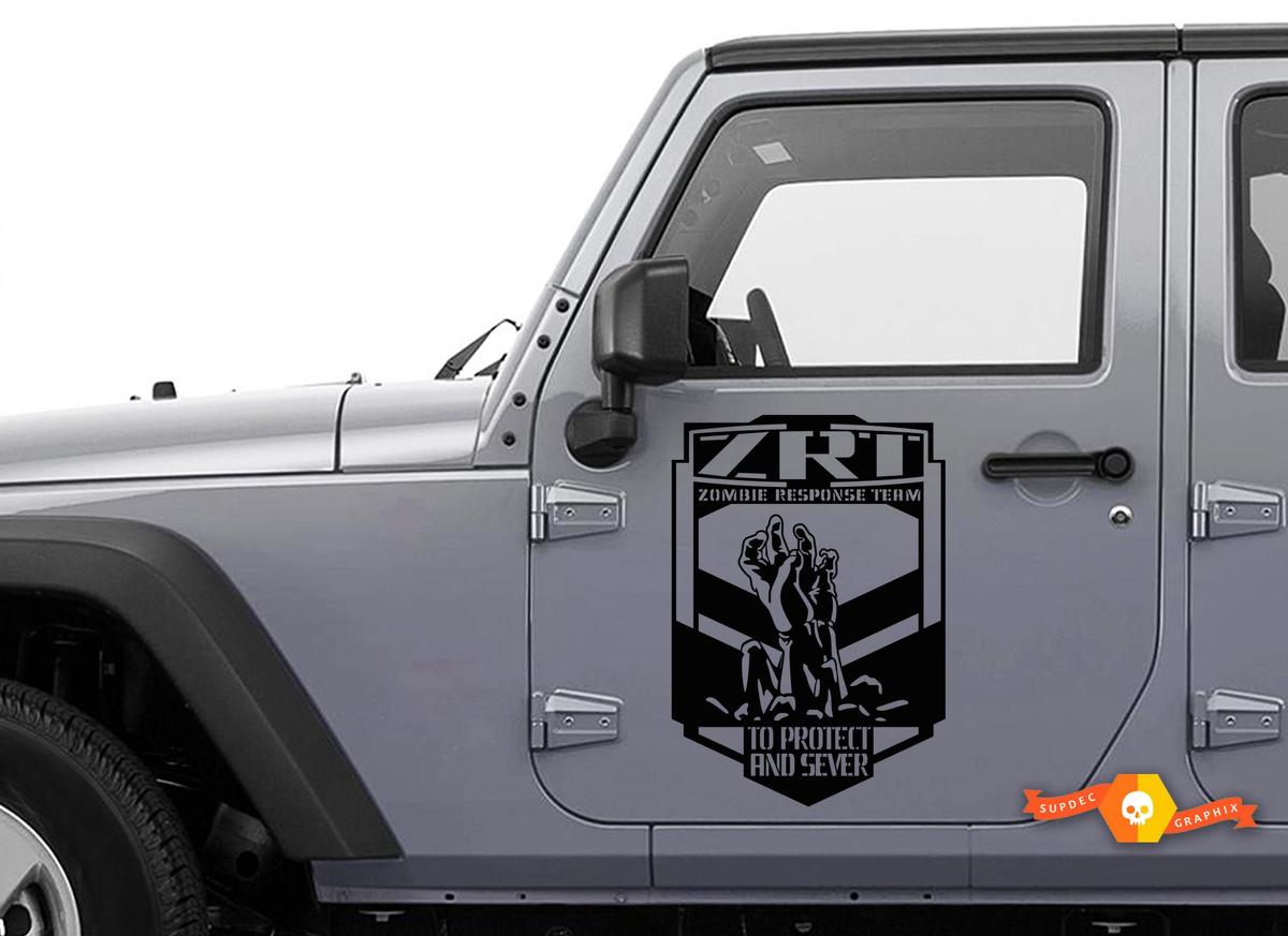 2 Jeep Rubicon Zombie Response Team ZRT door Wrangler Sticker Decal Stic