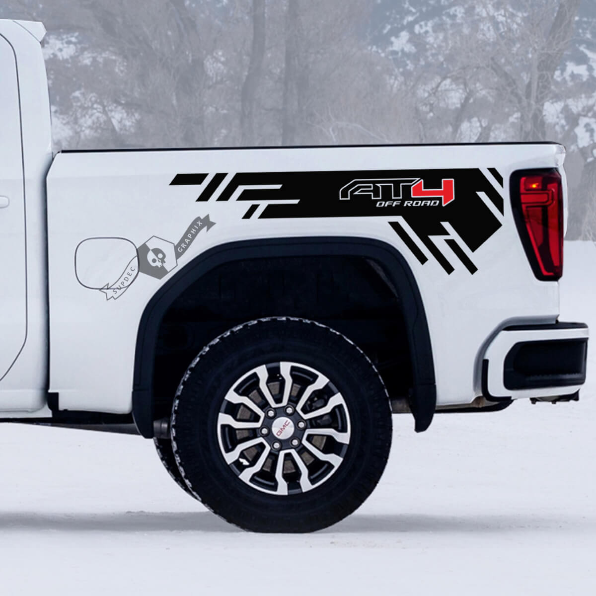 2 GMC GM Sierra 1500 AT4  Side Bed off-road 4x4 Decals Stickers  2 colors