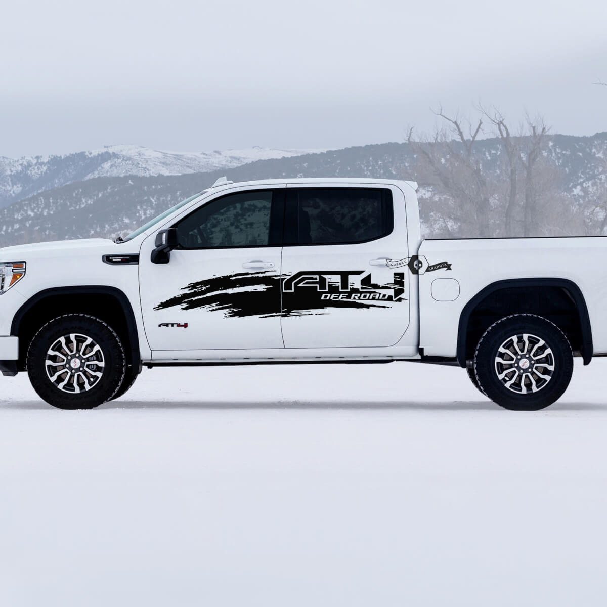 2 New GMC GM Sierra 1500 AT4 Doors Splash Off-Road Side Bed Destroyed Вestroyed Decals Stickers