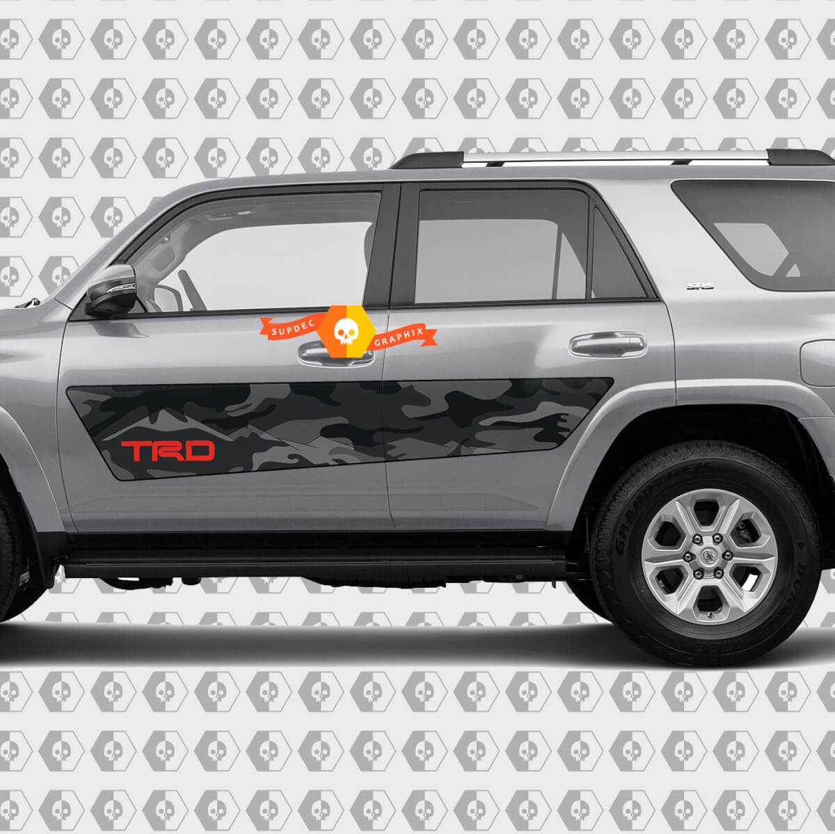Pair of NEW TRD style Camo Mountains Sticker Decal designed for Toyota 4Runner