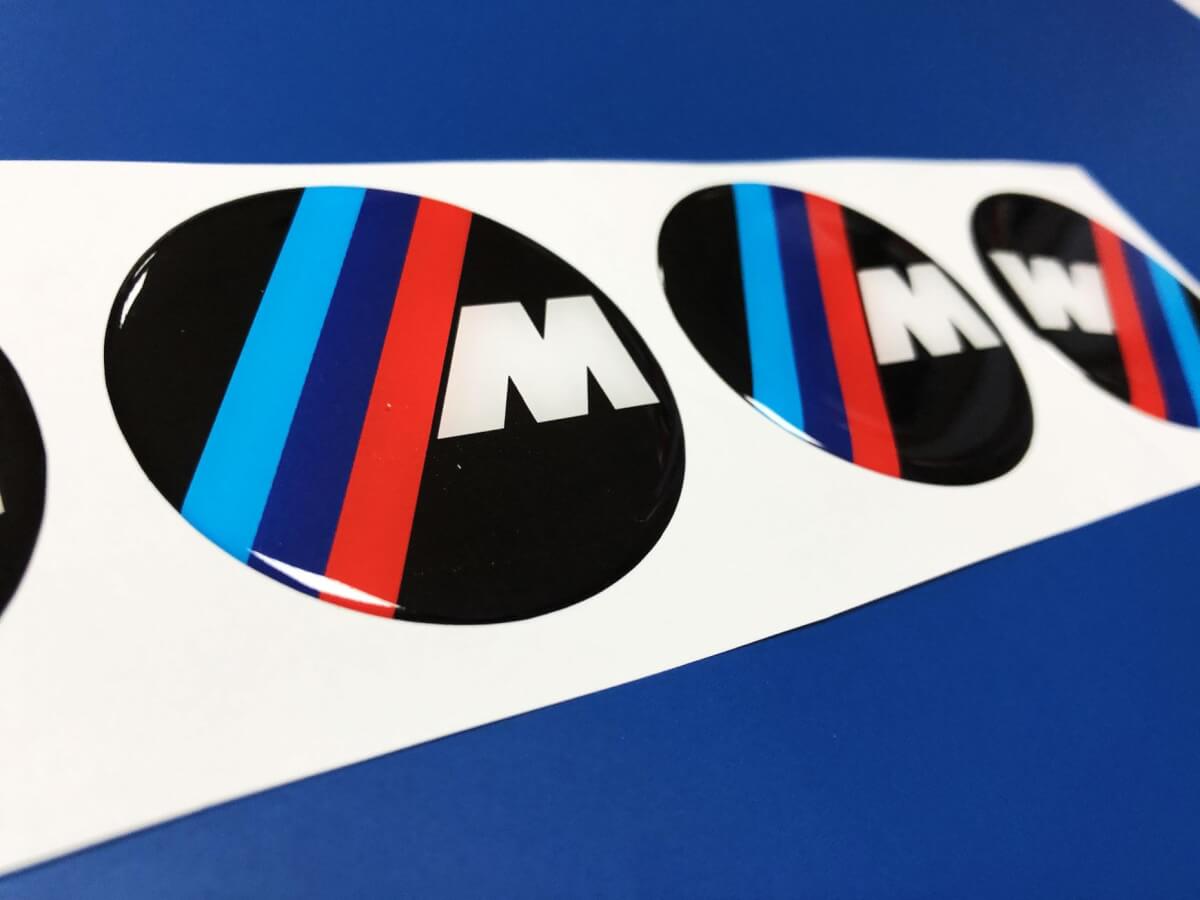 4pc BMW M Power Performance 3d domed sticker decal emblem wheel center caps