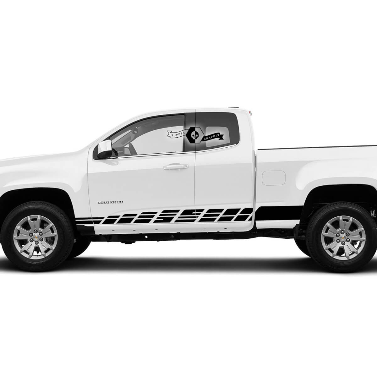 Pair Modern Doors Side Bed Stripe Vinyl Sticker Decal Graphic 2022+  2023+ Chevy Colorado Extended