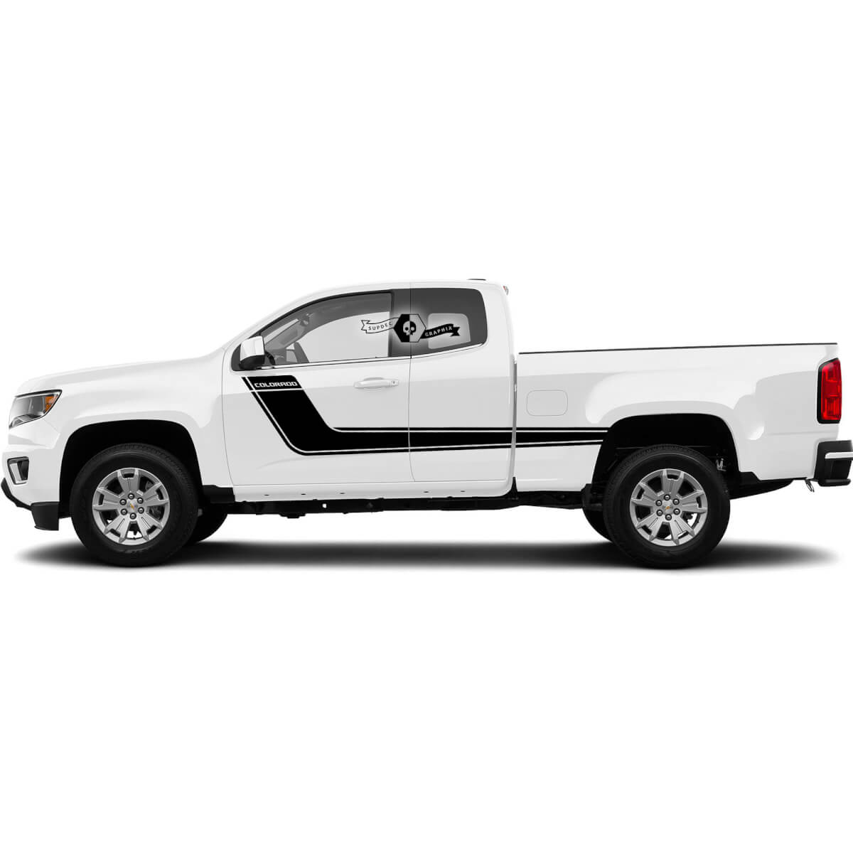 2x Modern Side Doors Bed Stripe Vinyl Sticker Decal Graphic 2022+  2023+ Chevy Colorado