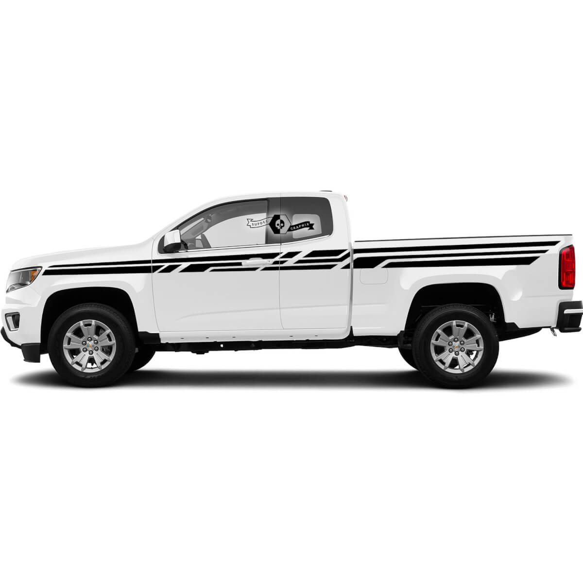 2x Modern Doors Side Bed Huge Stripe Lines Vinyl Sticker Decal Graphic 2022+  2023+ Chevy Colorado Extended