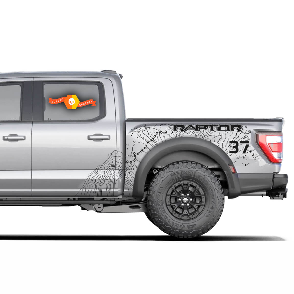 Pair F-150 Ford Raptor 2023  Svt Topographic map Splash Decal Graphics Decals Stickers