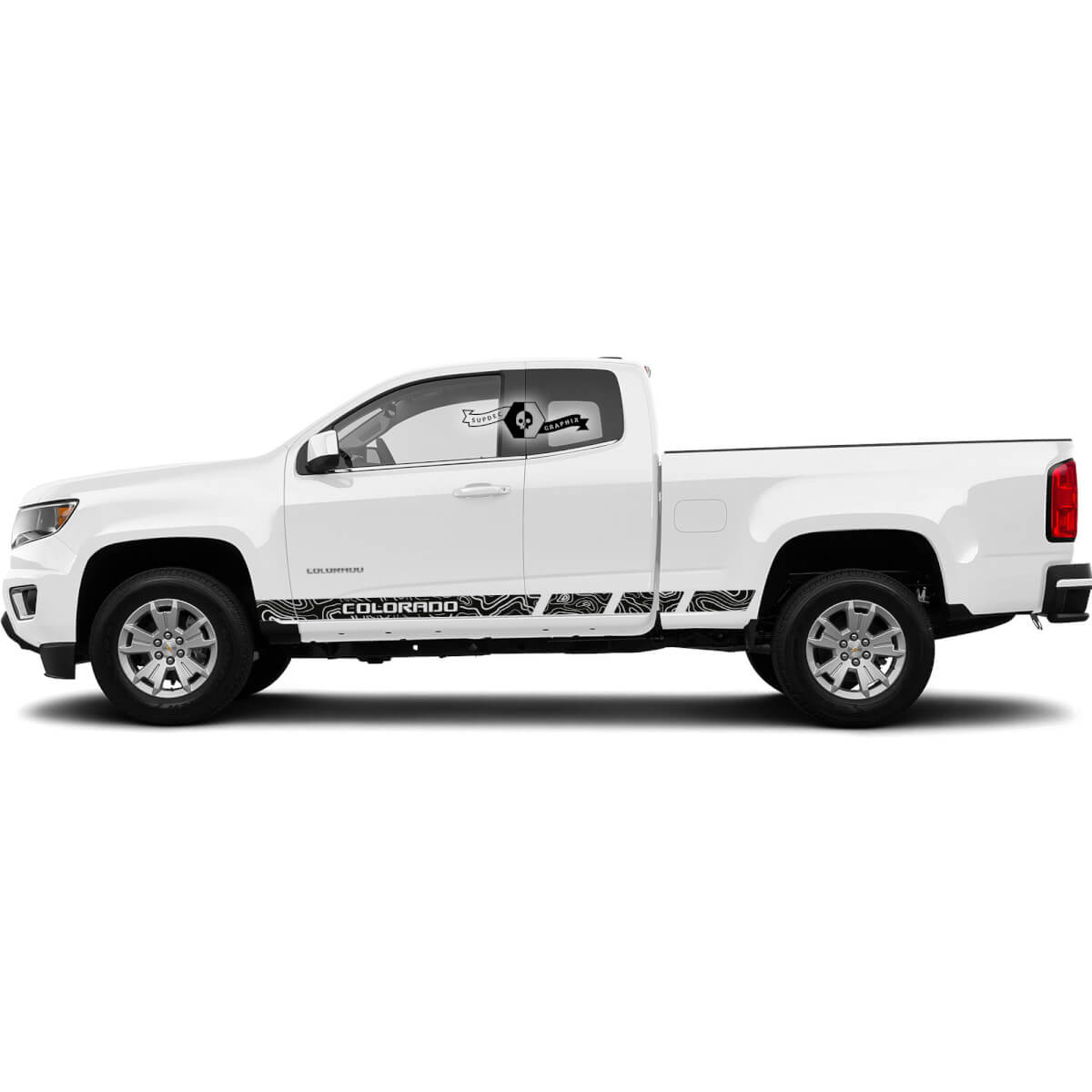 Pair Chevrolet Colorado Side Rocker Panel Stripes Contour Line Doors Vinyl Decal Sticker