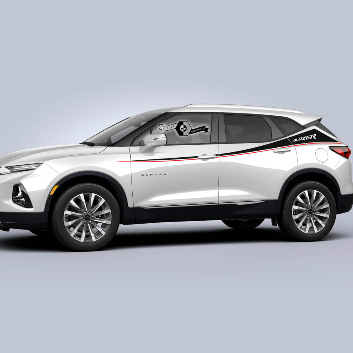 Pair Chevrolet Blazer 2023 Side Side Doors Up 2 Colors Stripe Logo Vinyl Decal Sticker