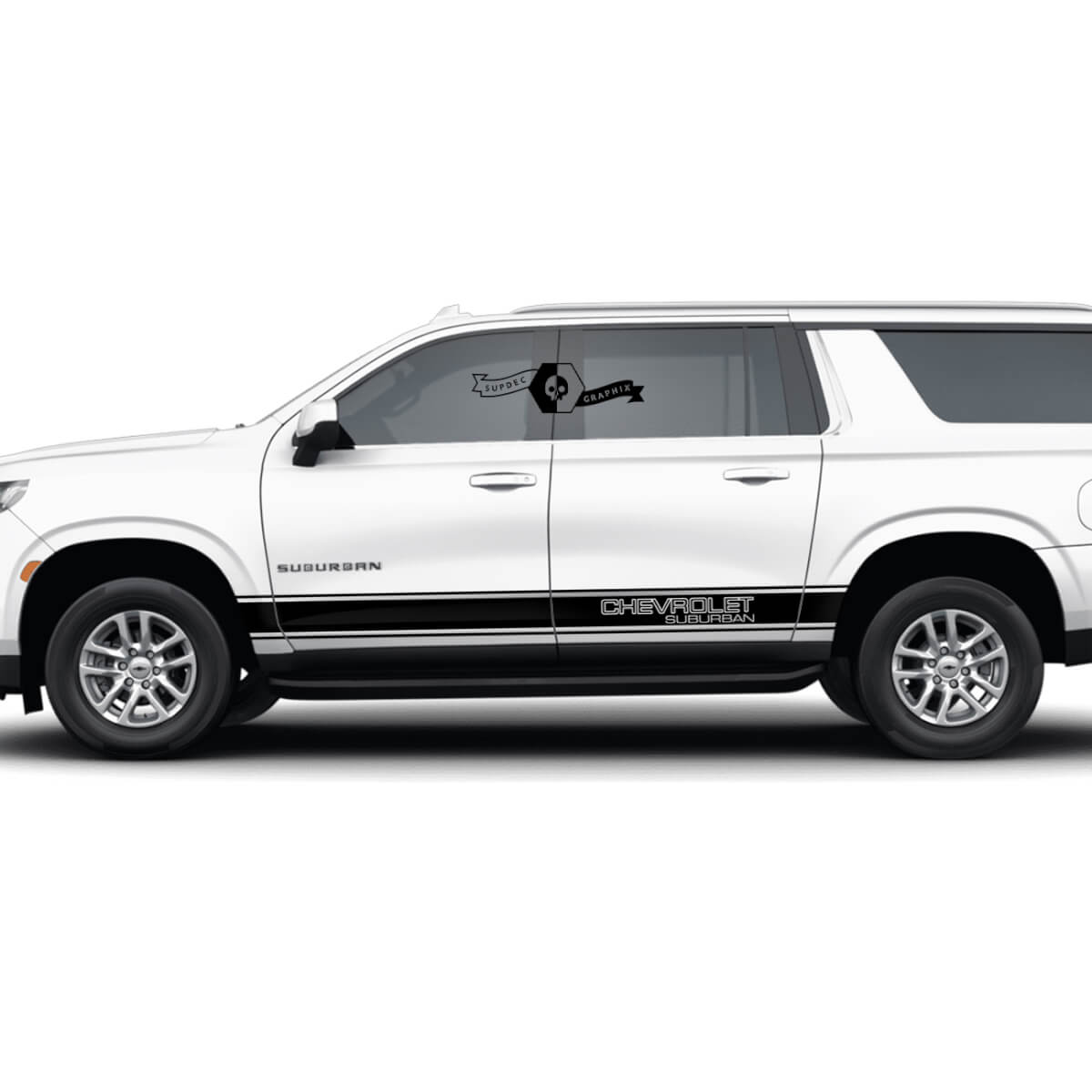 Pair Chevrolet Suburban Side Rocker Panel Stripes Line Doors Trim Vinyl Decal Sticker