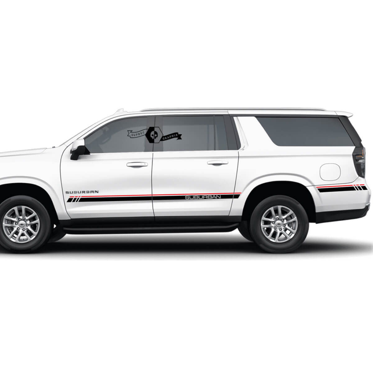 Pair 2 Colors Chevrolet Suburban Side Stripes Line Doors Trim Slim Vinyl Decal Sticker