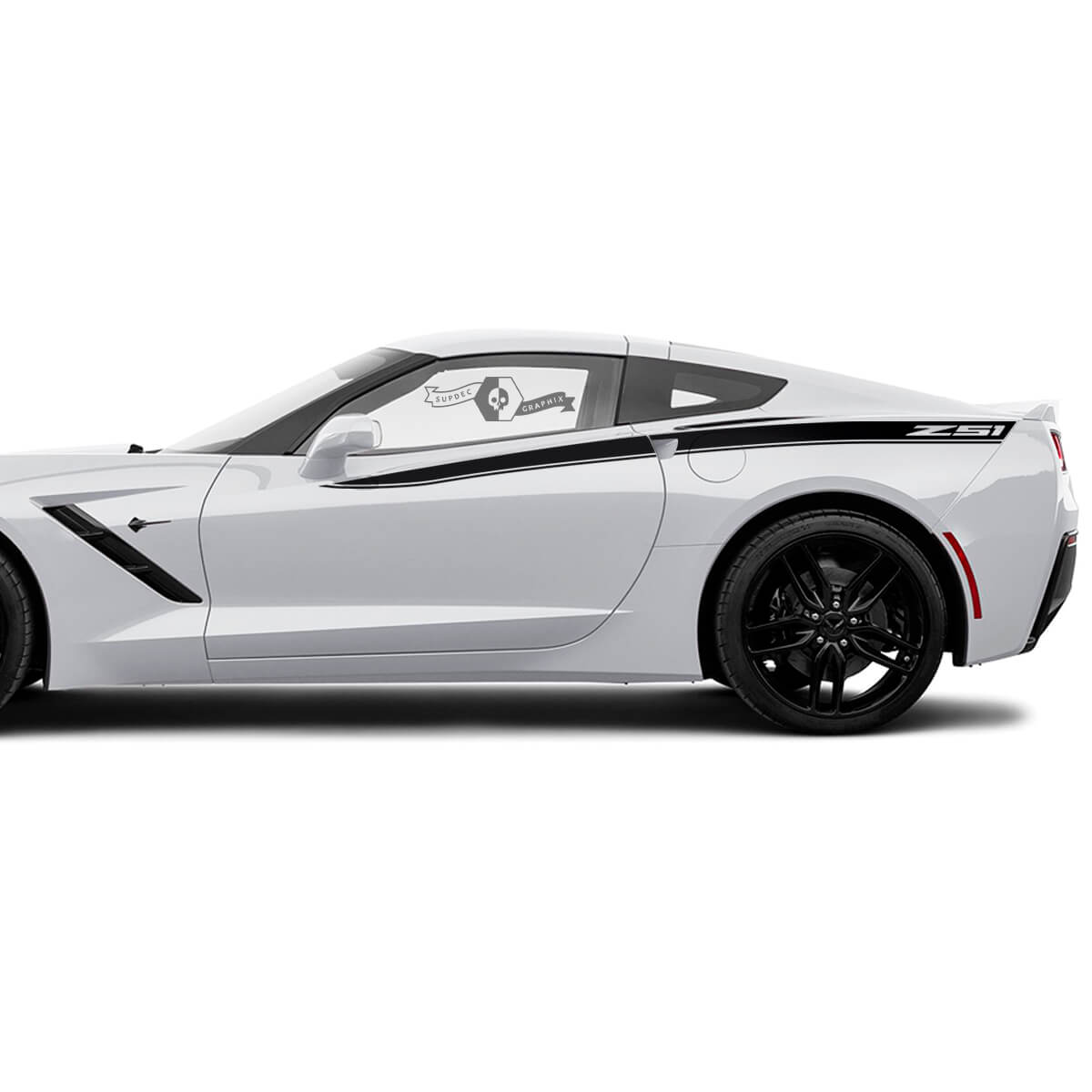 2x Chevrolet Corvette Side Doors Up Bed Up Accent Line Logo Z51 Trim Stripe Vinyl Decal Sticker