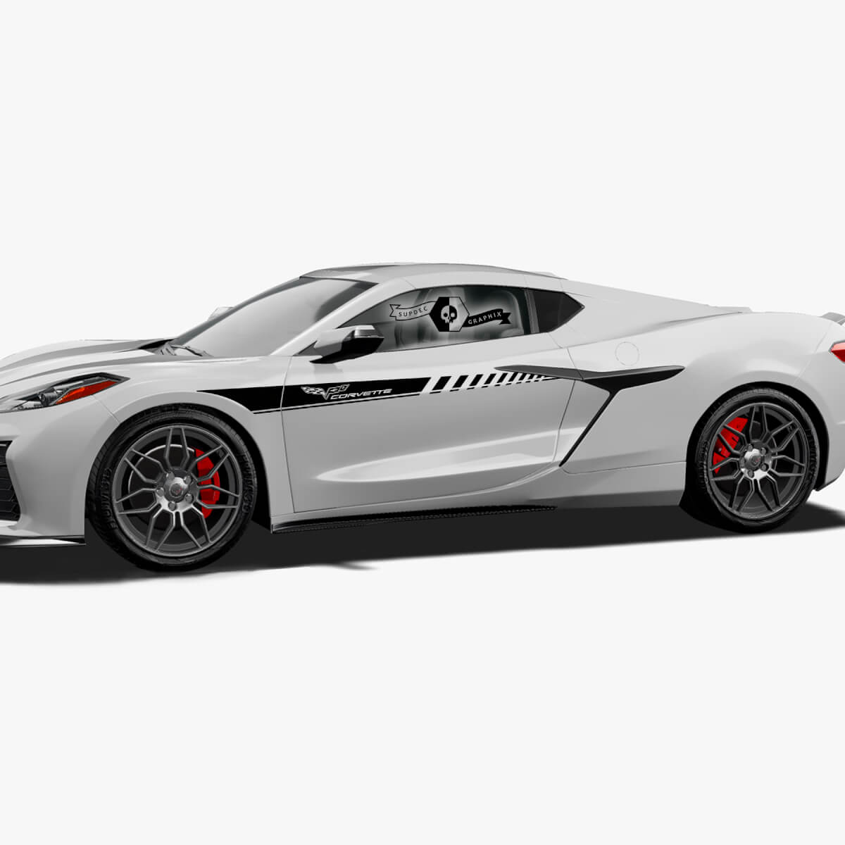 2x Chevrolet Corvette Z06 Side Doors Up Stripe Logo Lines Trim Vinyl Decal Sticker