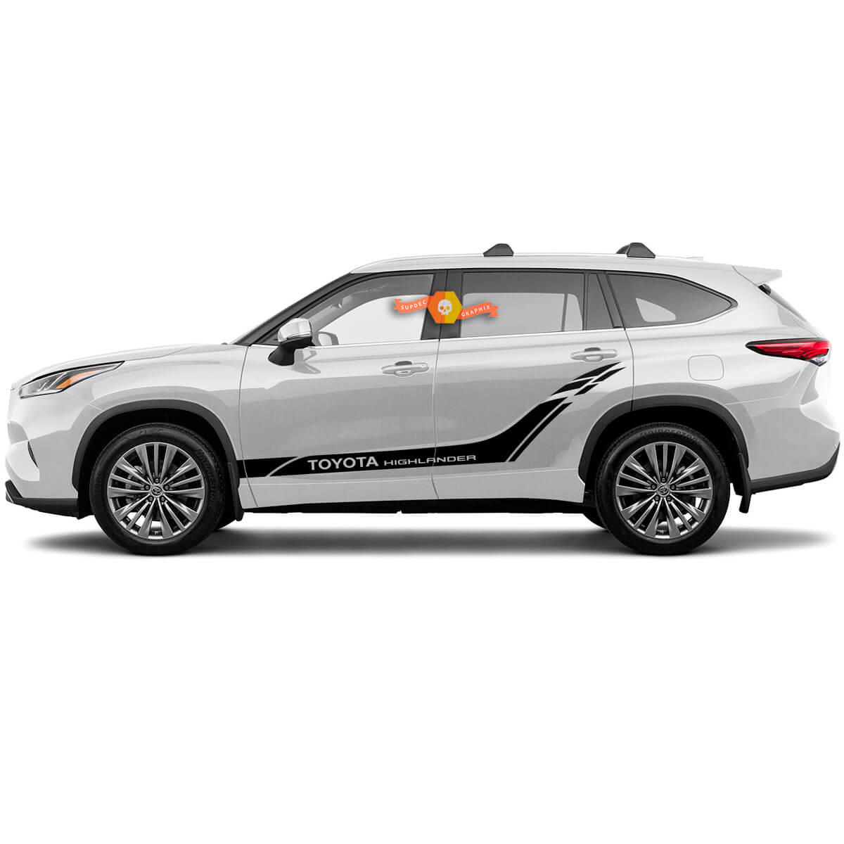 Pair Toyota 2020 Highlander ដំណើរការ Bed Trim Decal Graphic Sticker Side Stripe Kit
