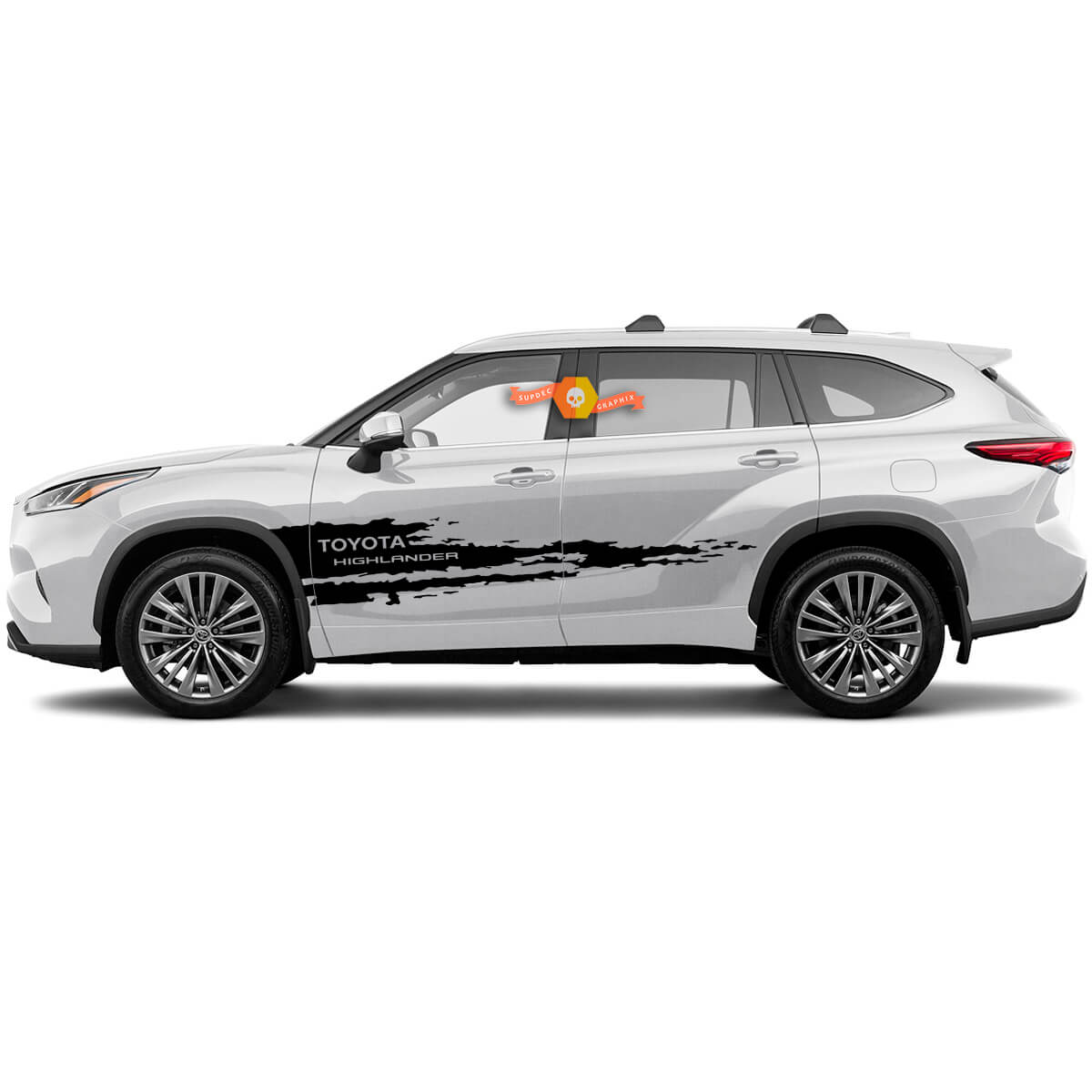 Pair Toyota 2020 Highlander Doors Wrap Splash Destroyed Decal Graphic Sticker Side Stripe Kit