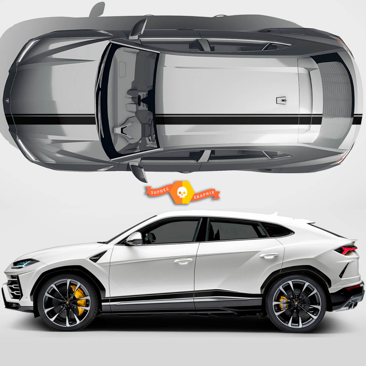 Pair Lamborghini Urus 2021 2022 2023 Side Doors Hood Roof Lines Stripes Vinyl Decal Sticker Graphics
