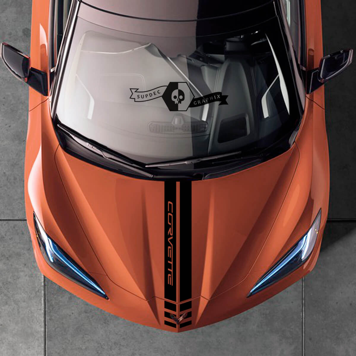 Chevrolet Corvette C8 Stingray Hood Slim Sticker Decal Stripes
