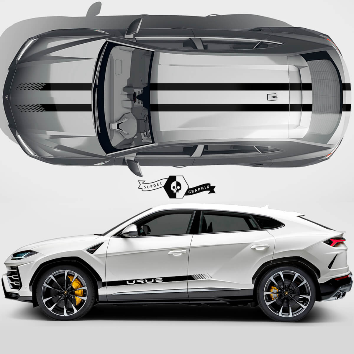 Pair Lamborghini Urus 2021 2022 2023 Side Doors Hood Roof Lines Checkered Stripes Vinyl Decal Sticker Graphics 1