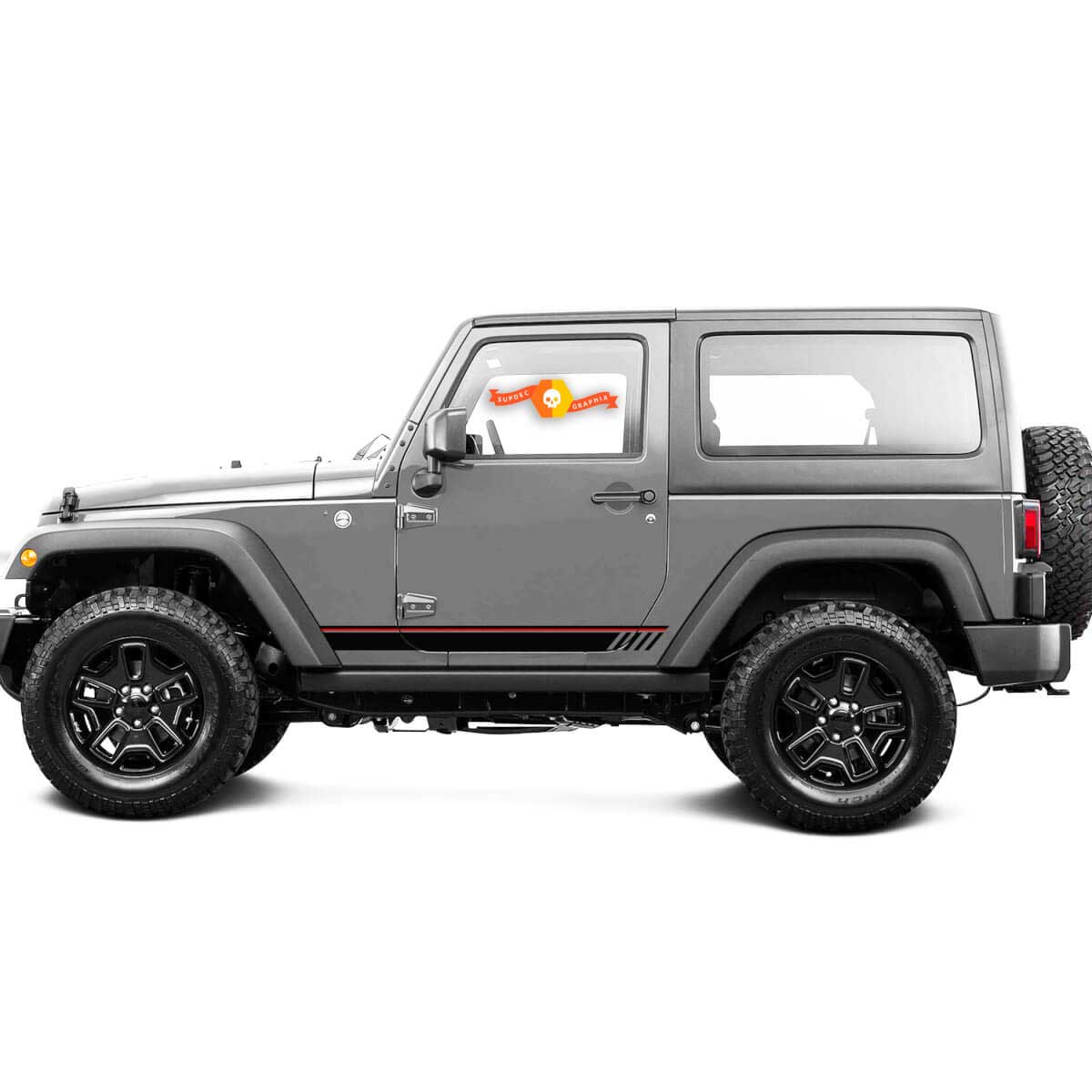 2 New JEEP Decal Sticker Two Colors Rocker Panel  Red-line graphics decals Wrangler 