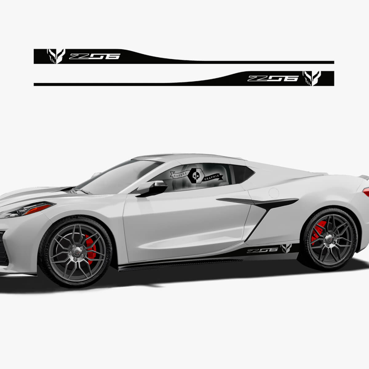 2x Chevrolet Corvette Z06 Side Rocker Panel Stripes logo Vinyl Decal Sticker