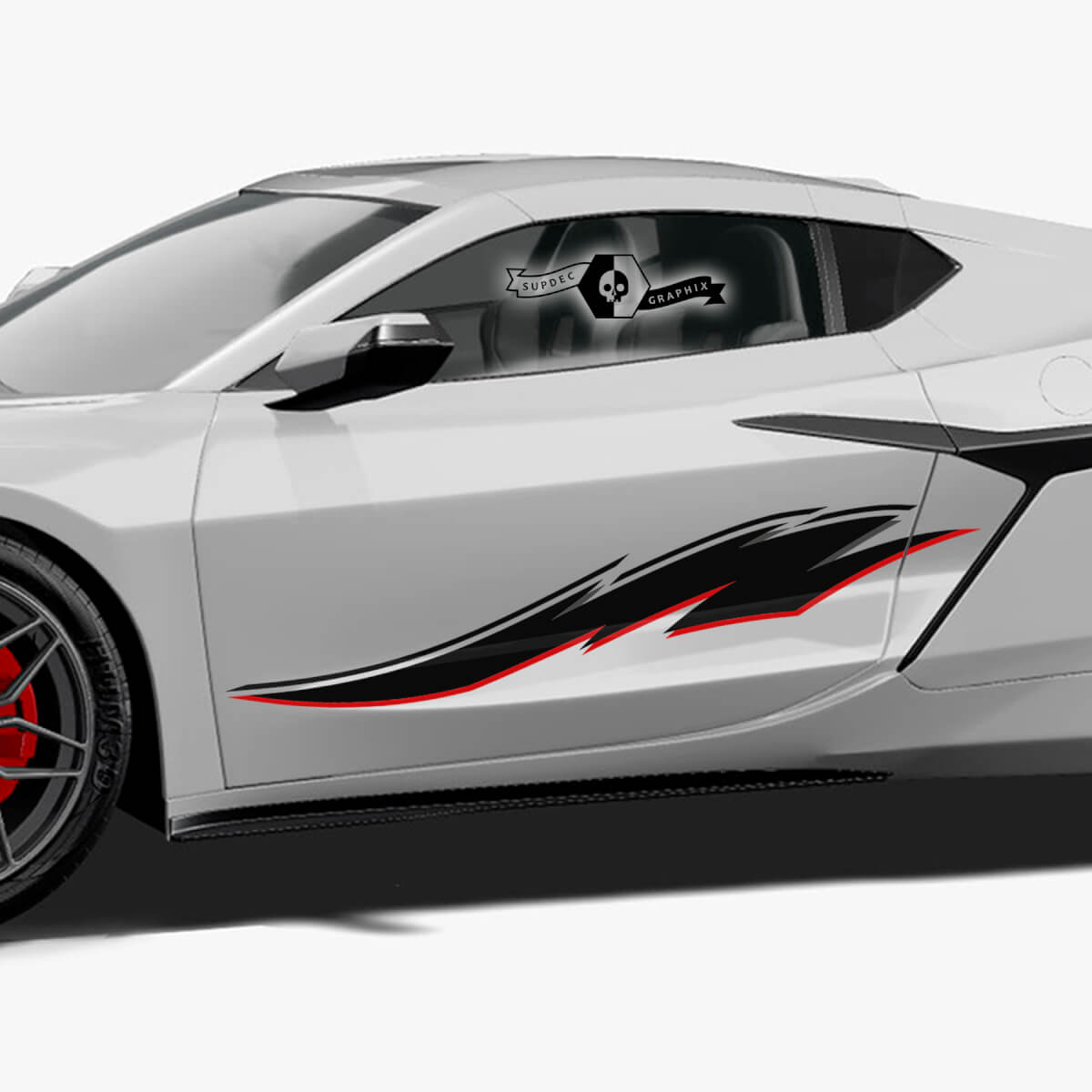 2x Chevrolet Corvette Z06 Side Doors Stripes Stingray 2 Colors Trim Up Vinyl Decal Sticker