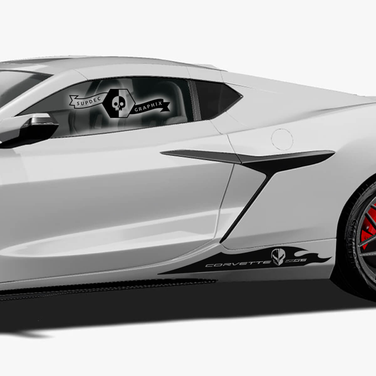 2x Chevrolet Corvette Racing Side bed body Z06 Logo Flag Vinyl Decal Sticker