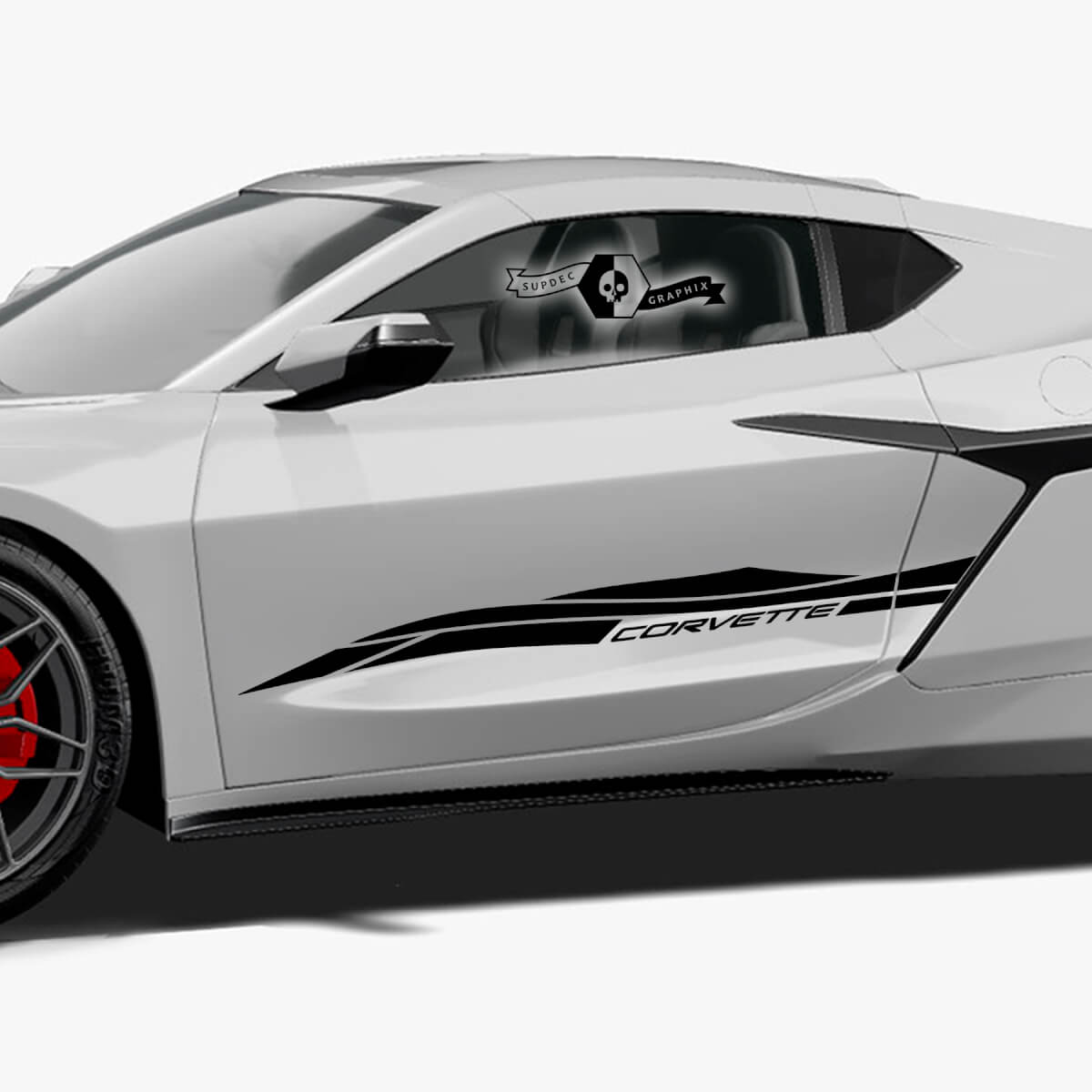 2x Chevrolet Corvette Z06 Side Doors Up Stripes Stripes Vinyl Logo Decal Sticker