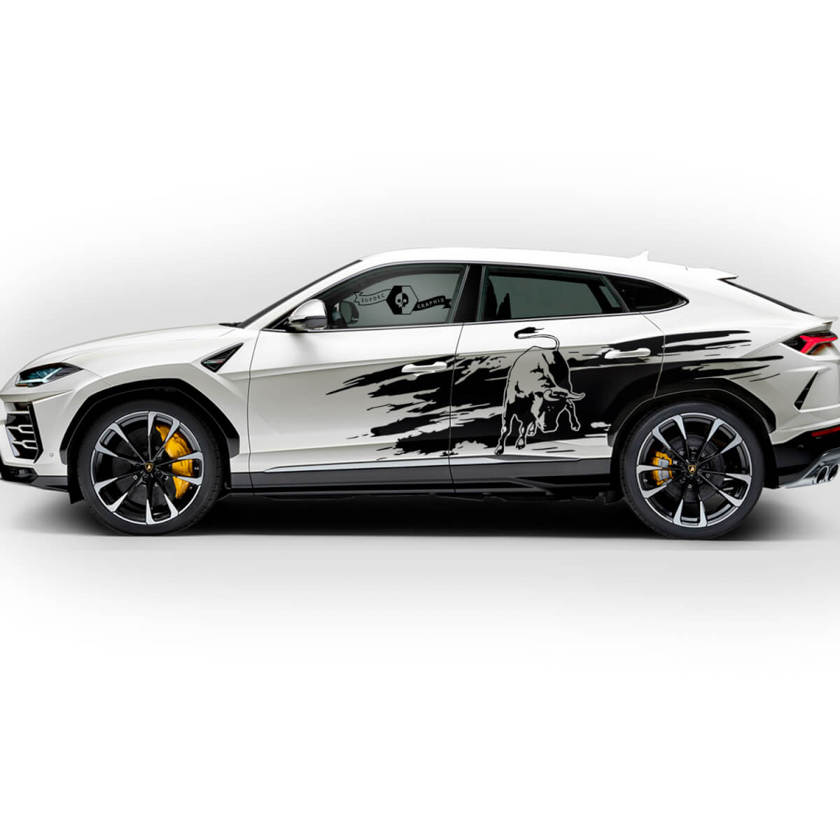 Pair Lamborghini Urus 2021 2022 2023 Side Doors Wrap Destroyed Logo Splash Vinyl Decal Sticker Graphics
