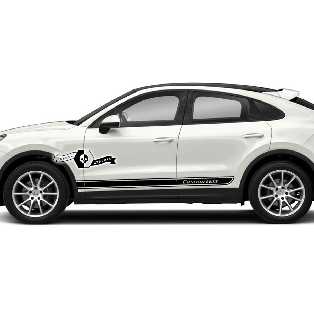 Custom Text Stripes designed for Porsche Cayenne Coupe S Side Door Stripes Kit Decals Stickers