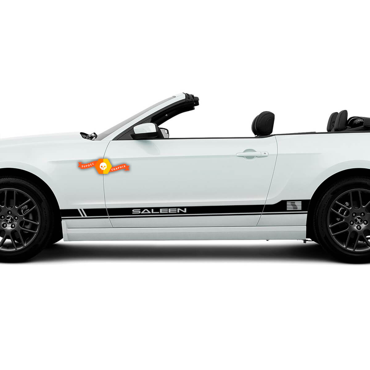 2 Ford Mustang Side Rocker SALEEN Logo Graphics Vinyl Stripes Decals Sticker
