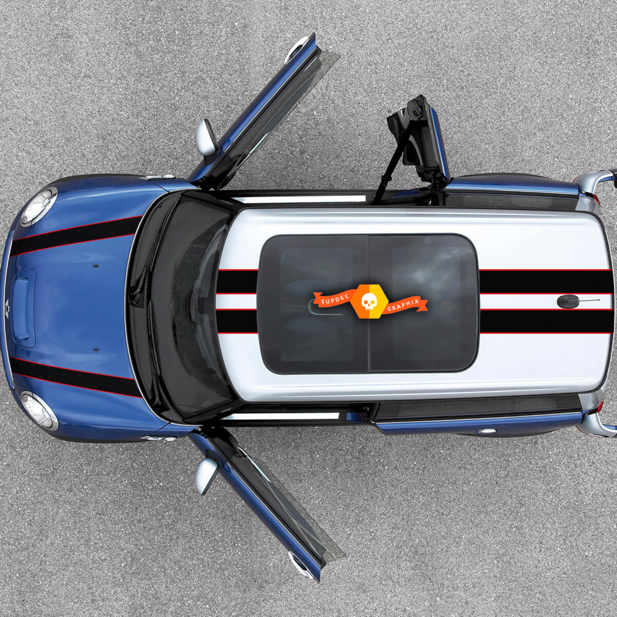 Kits Stripes Mini Cooper  Hood Roof 2007-2013 Vinyl Sticker Decal Stripe Side fit to MINI COOPER 2 Colors