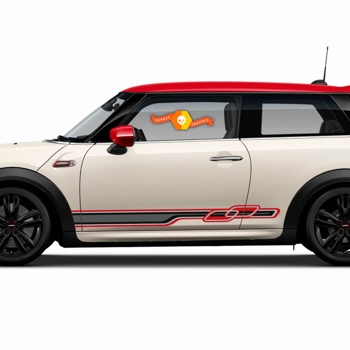 Pair Mini F56 Gp Style Side Doors Rocker Panel Decal Stripes Sticker Red Cooper S John Cooper Works 2 Colors
