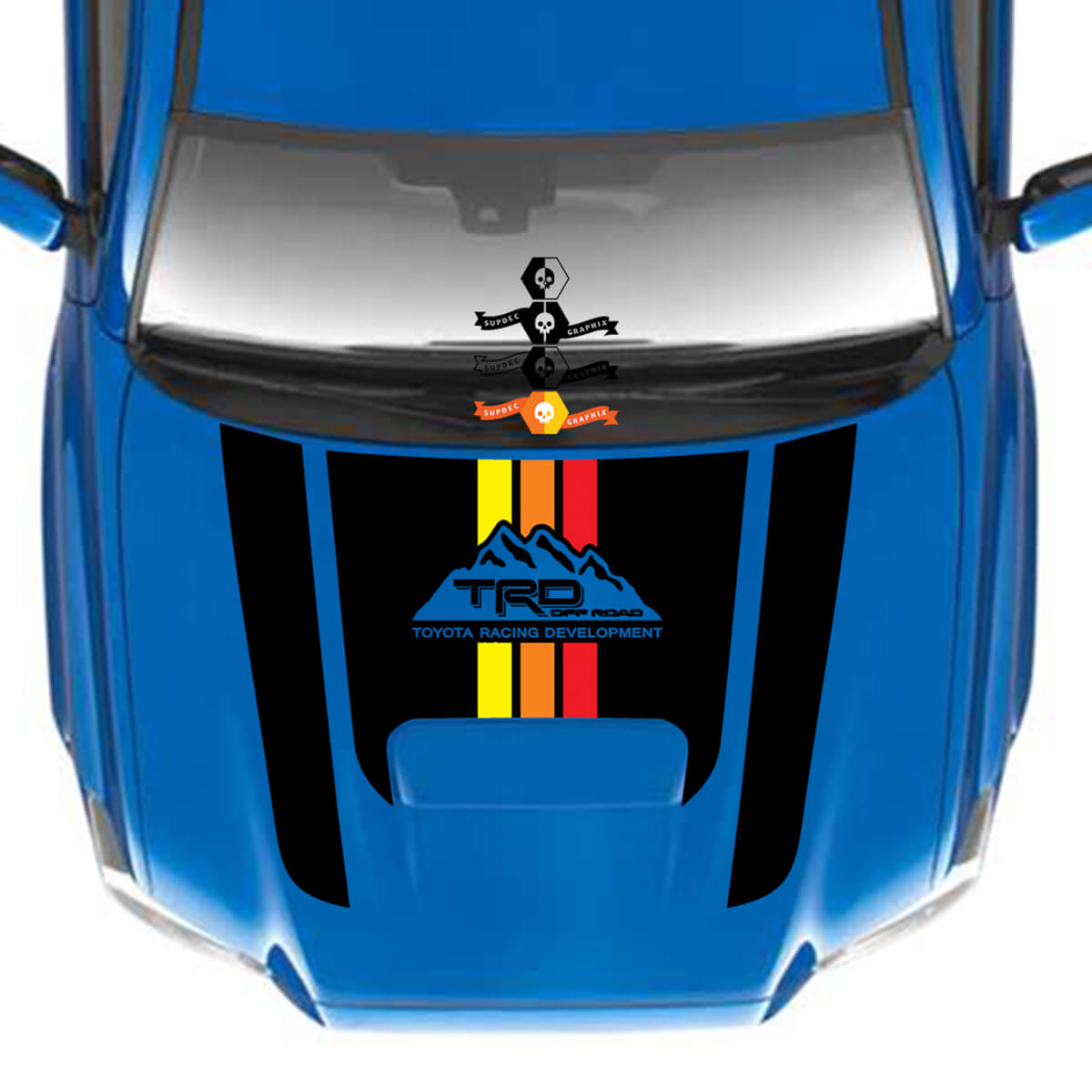 TRD Tacoma Hood Decal with Scoop 4x4 PRO Sport Off Road Vintage Stripes Mountains Vinyl Sticker