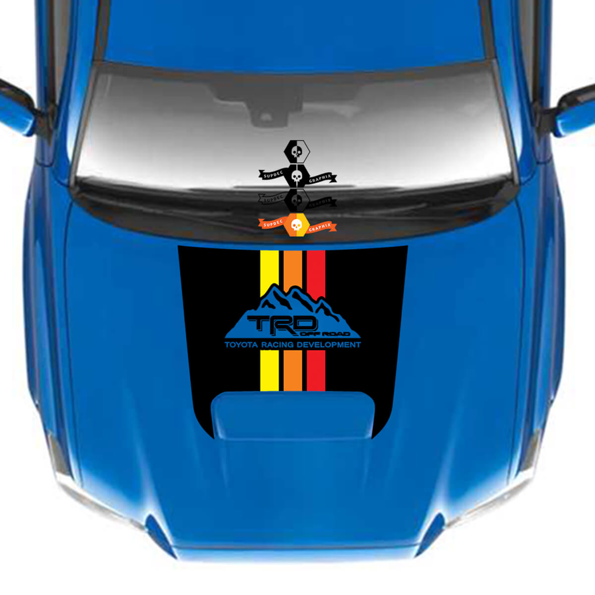 TRD Tacoma Hood Decal with Scoop Vintage Outline Stripes Mountains Vinyl Sticker