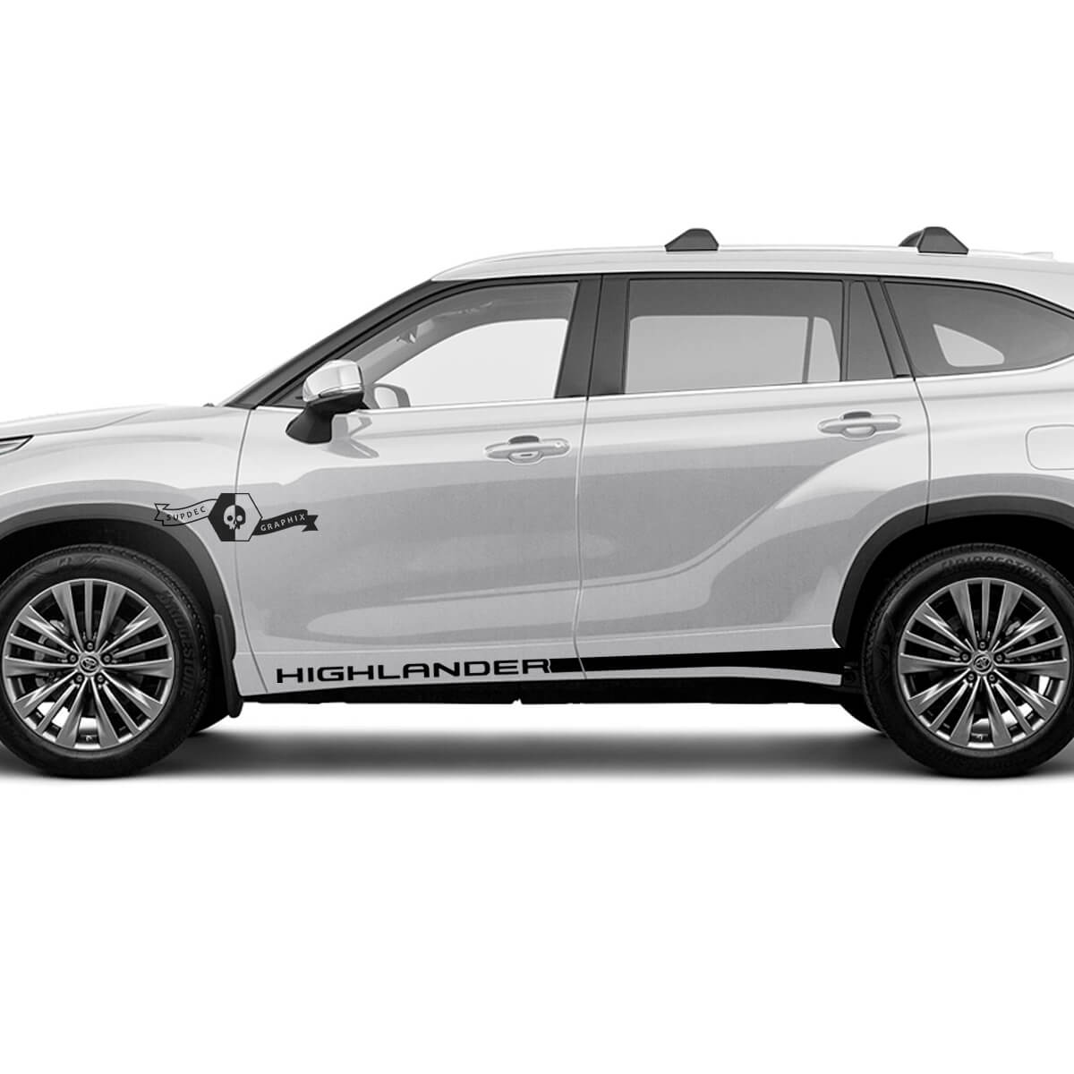 Pair Toyota 2020 Highlander Դրամական կառավարության դառնաման կողմերի սլիմ ռոքեր պանելի դեկալների գրաֆիկական ստիրիպ կիտան
