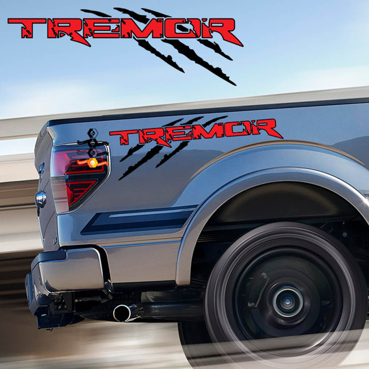 Decal for Ford F-150 Tremor Scratches Raptor Style with Outline - Offroad Stickers Truck Bed Side