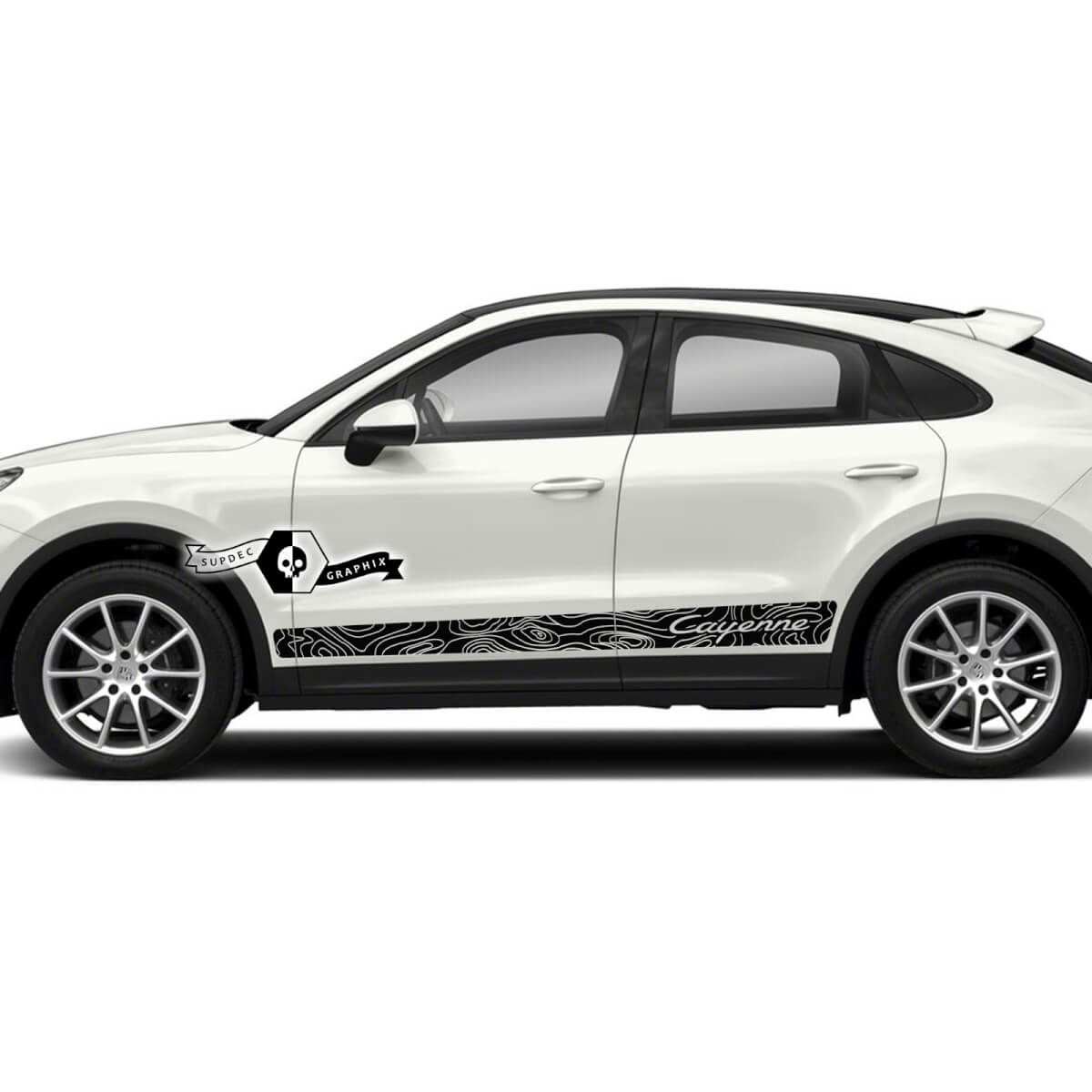 Porsche Cayenne S GTS Turbo Turbo Side Stripes Doors Rocker Panel Decals Contour Map Stickers 2003 -- 2023 present
