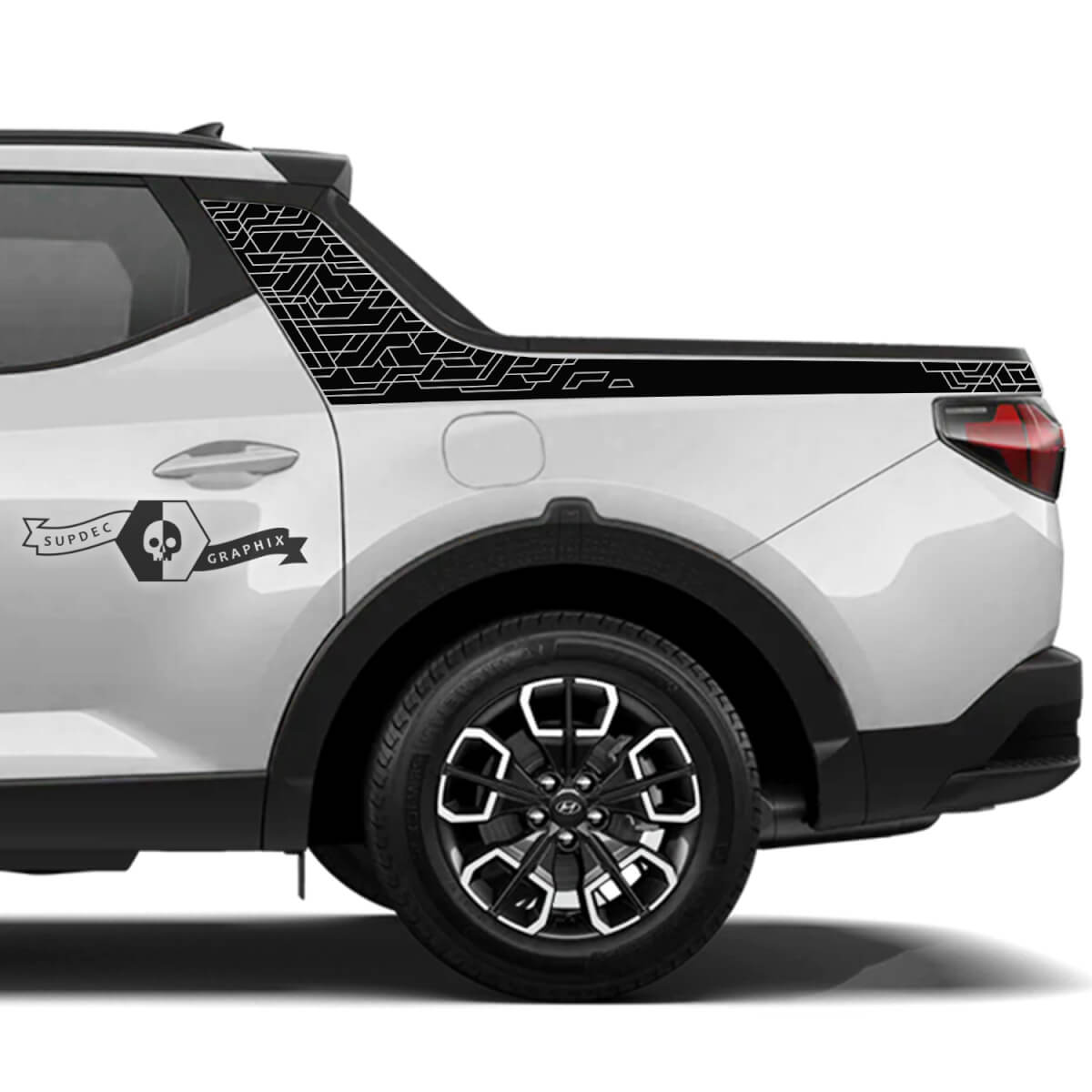 Pair Modern Rally Side Bed Logo Lines Trim Modern Vinyl Stickers Decals Graphic fit to Hyundai Santa Cruz