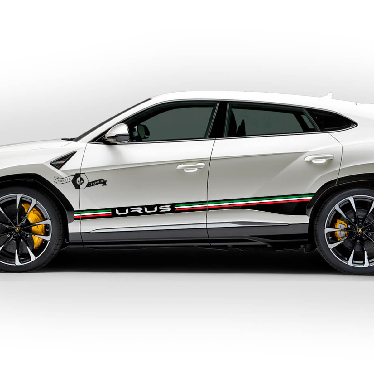 Pair Lamborghini Urus 2021 2022 2023 Side Doors Logo Stripe Italian flag Vinyl Decal Sticker Graphics