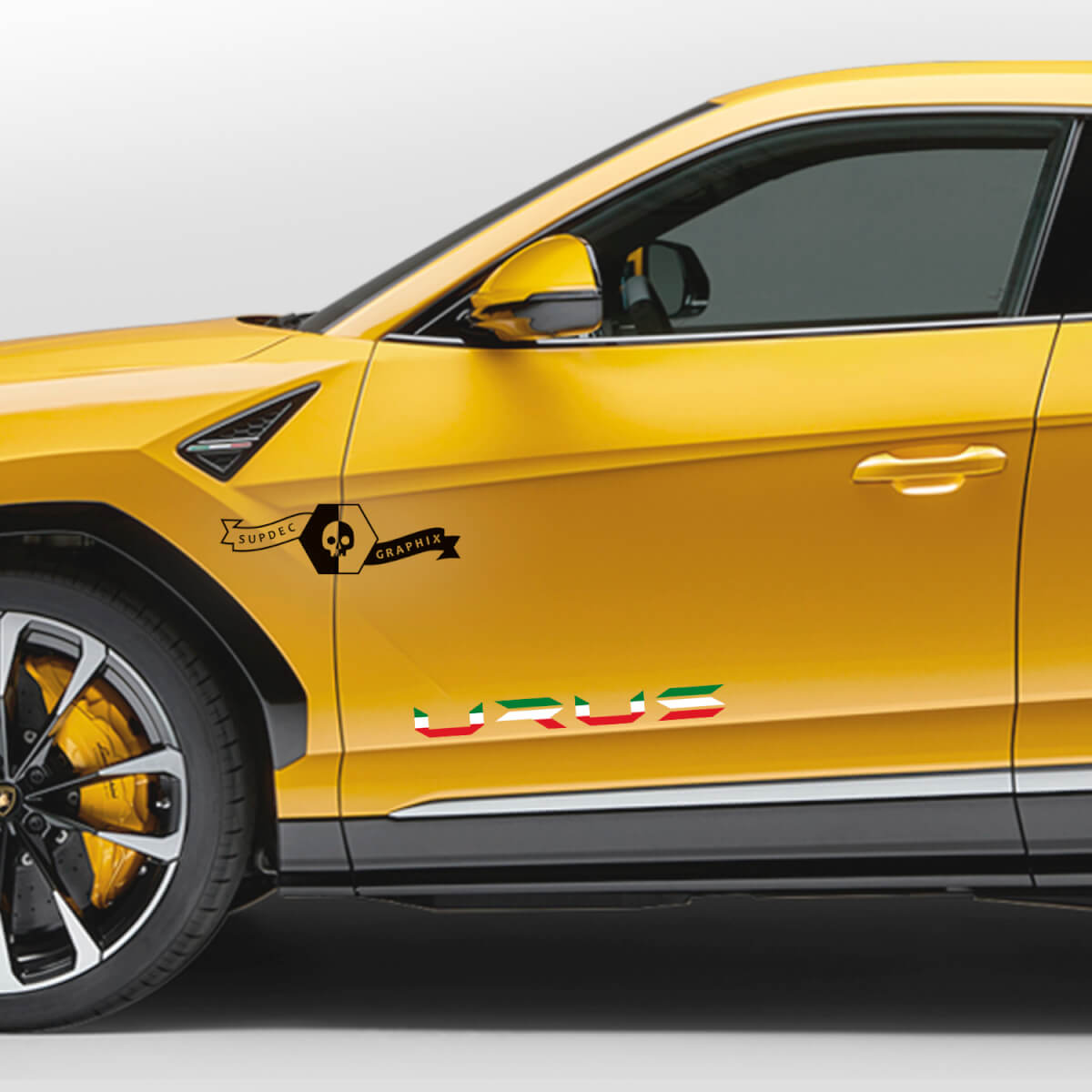 Pair Lamborghini Urus 2021 2022 2023 Side Doors Logo Italian flag Vinyl Decal Sticker Graphics