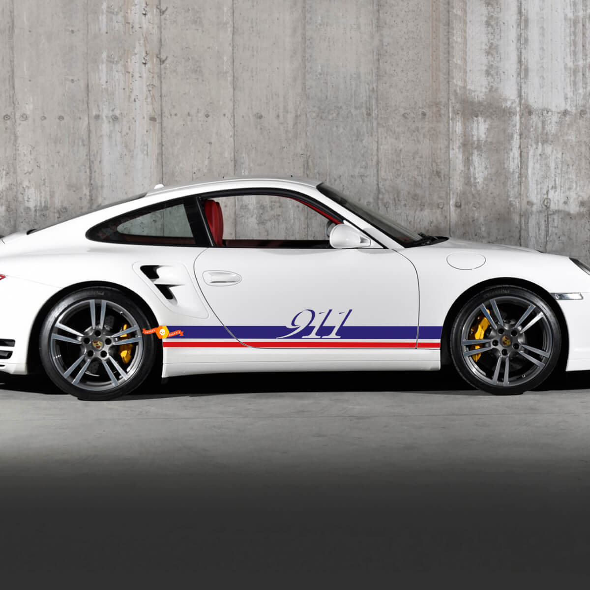 Pair Porsche 911 Side Decal Rocker Panel Stripes Doors Kit Decal Sticker 2 Colors