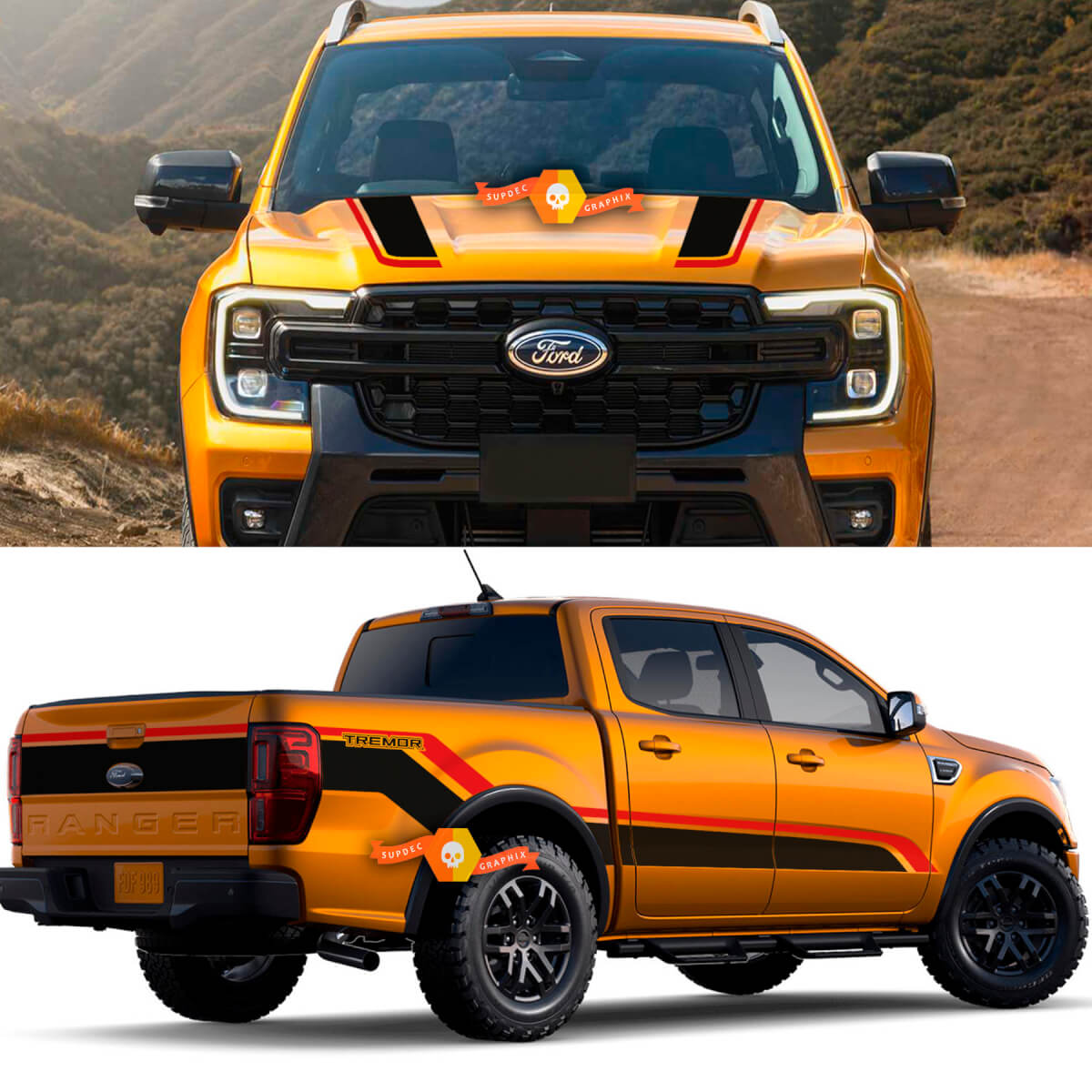 Truck Bed Side Decal Tremor Set Ford Super Duty F250 F150 Vinyl Stripe full Kit Stickers 2 Colours 